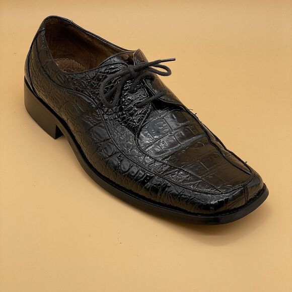 Sevasta Italiano Leather Dress Shoes Men's 11 Black Snake Pattern Dandy Grandad - Picture 2 of 16